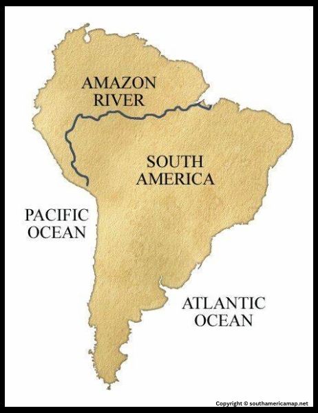 Amazon River on South America Map