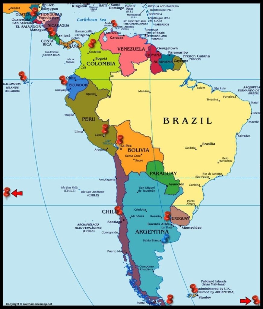 Central And South America Political Map
