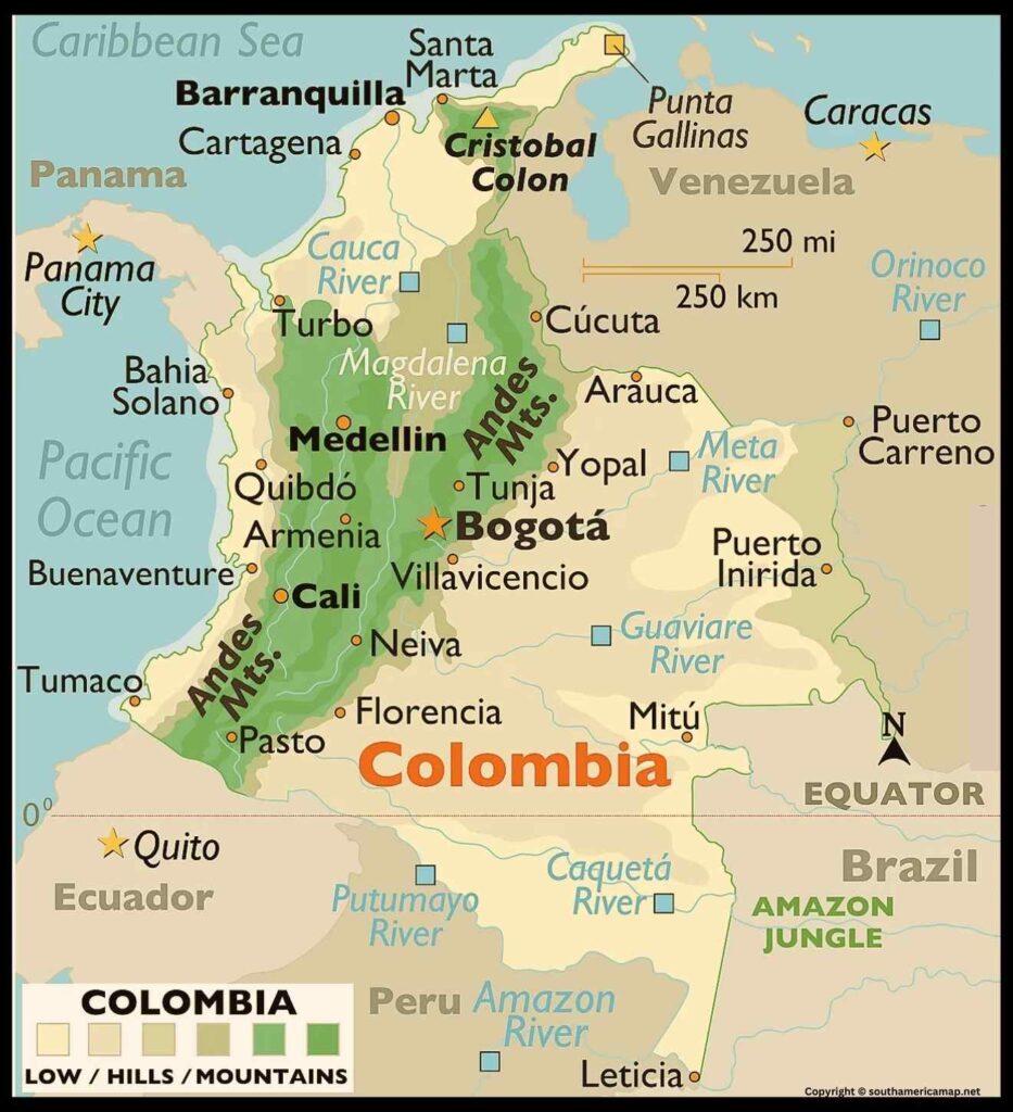 Map of Colombia South America [Columbia South America Map]