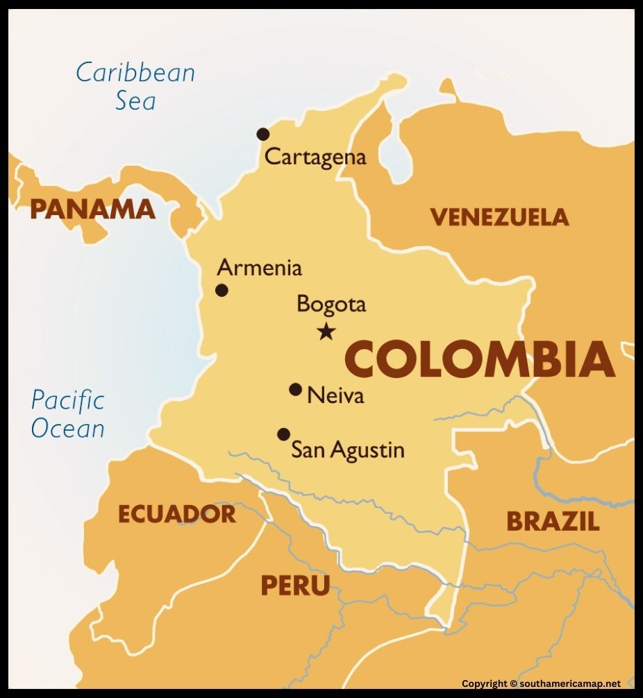 Map of Colombia South America