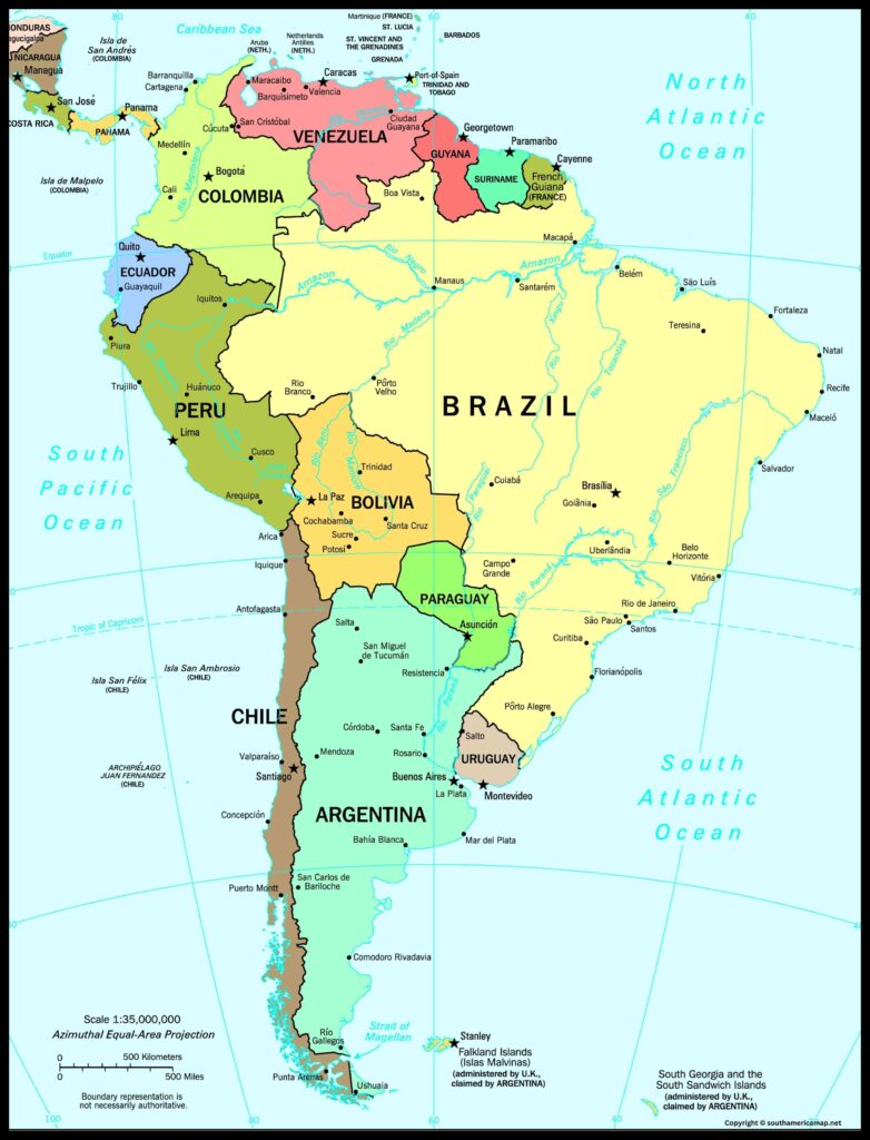 Map of South America Countries