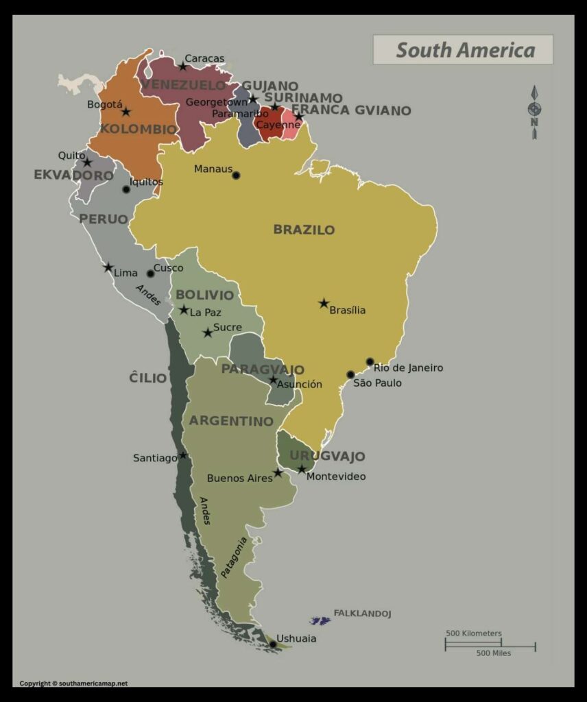 South America Map with Capitals