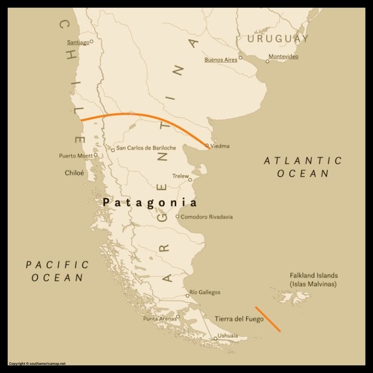 Where is Patagonia on the Map of South America