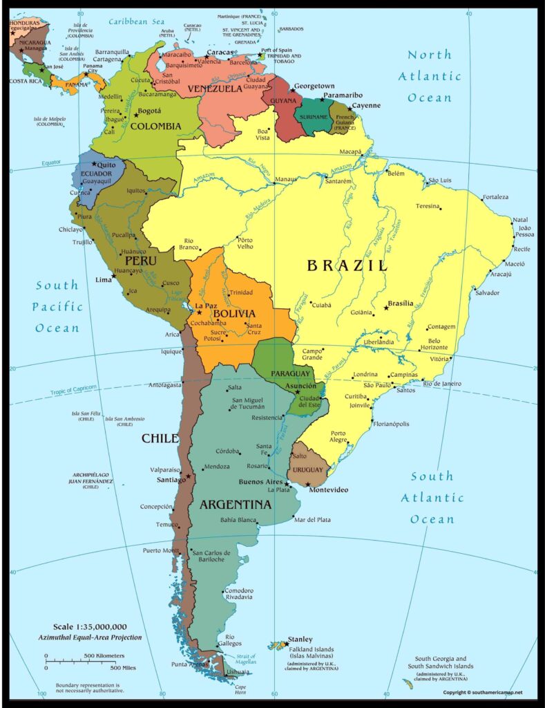Central America South America Map