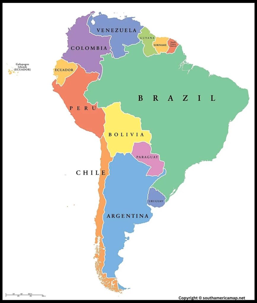 South America Map with Countries