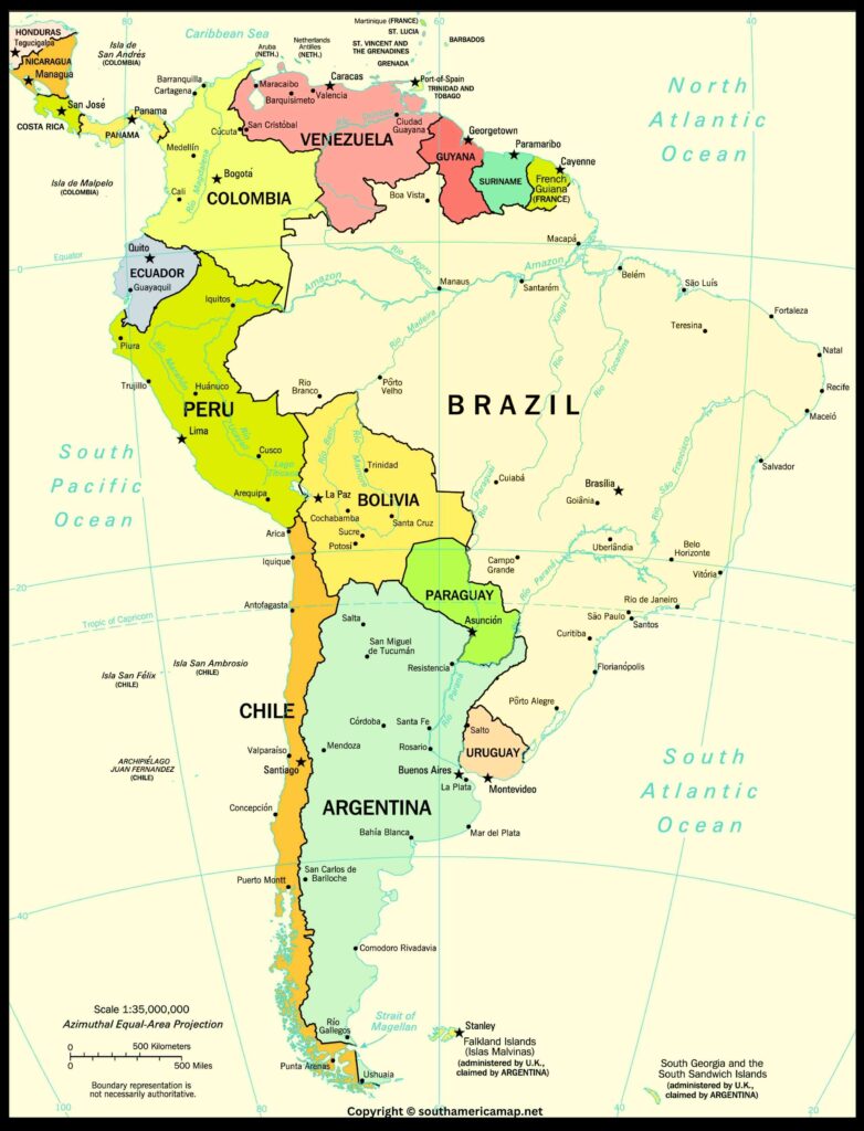 South America Capitals Map